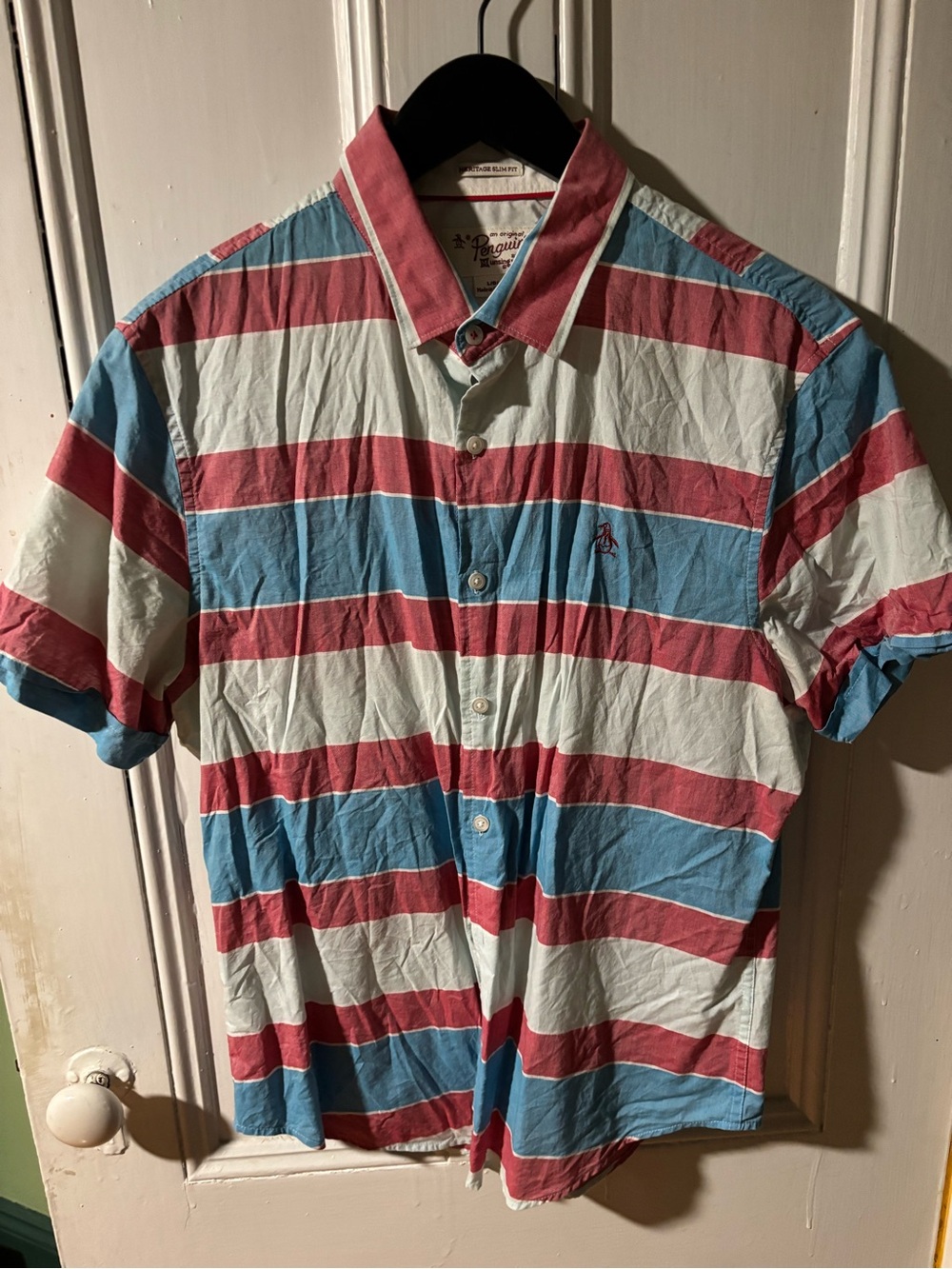 Original Penguin Short Sleeve Stripe Shirt - Blue/Red/White